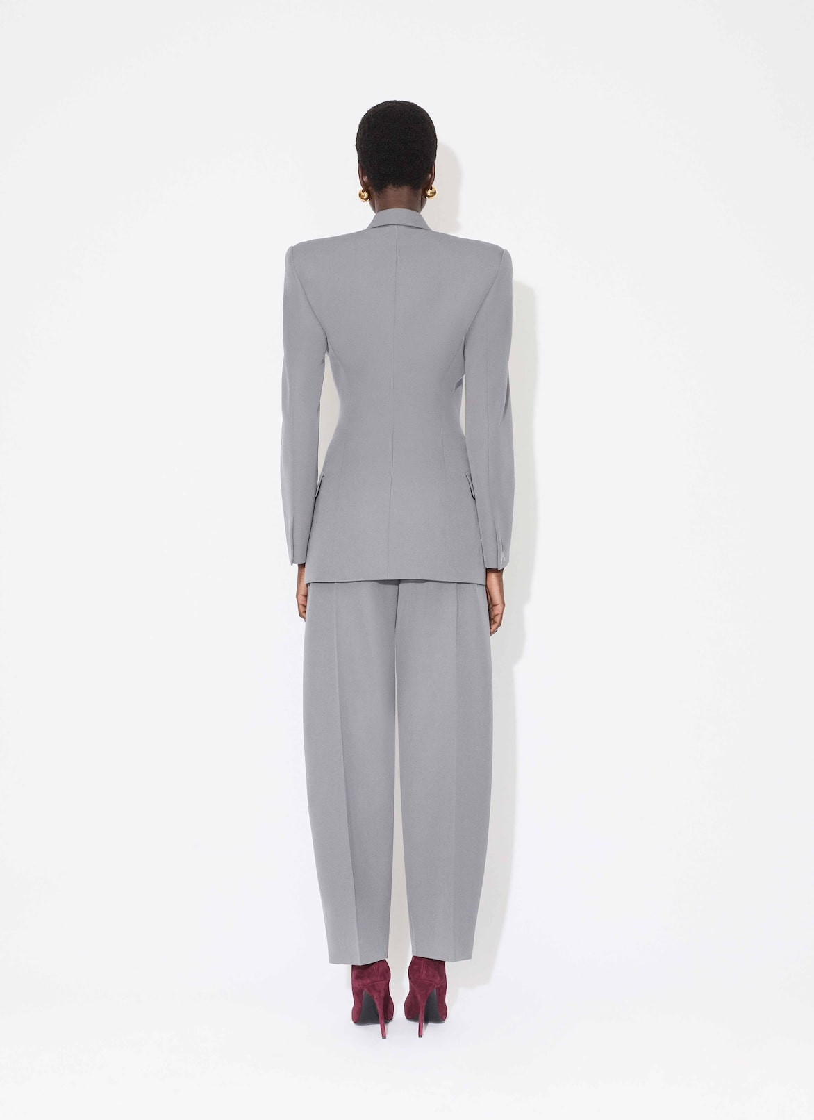 WOOL GABARDINE TROUSERS ALAÏA GRAY WOOL GABARDINE TROUSERS